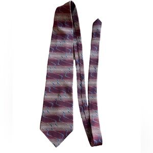 Bill Blass Black Label Silk Tie Wine Color with Blue Squiggly design